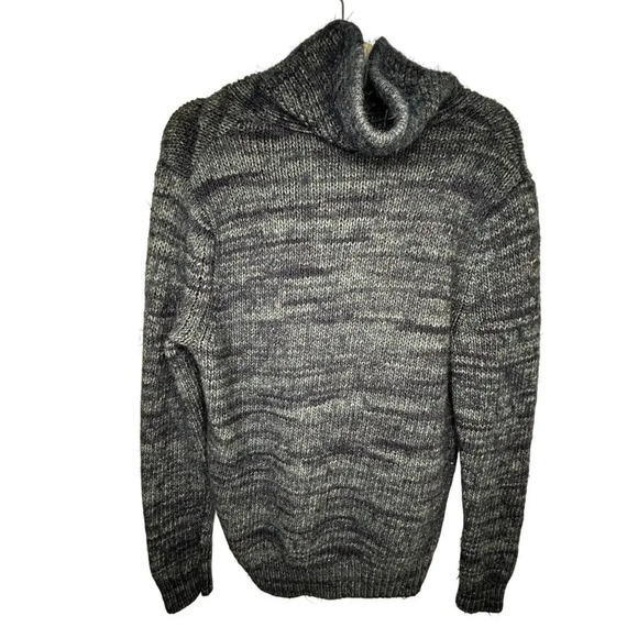 Express Wool Alpaca Blend Men's Sweater Size Large Blue Mock Neck Warm Cozy - Picture 2 of 7